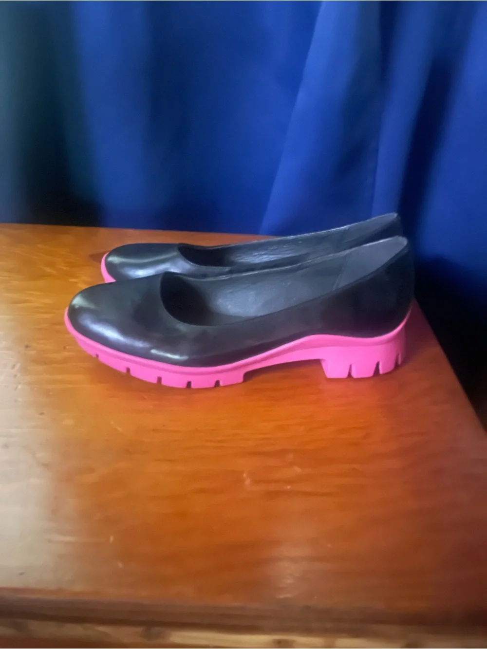 Camper Black Platform Pumps with Pink Sole